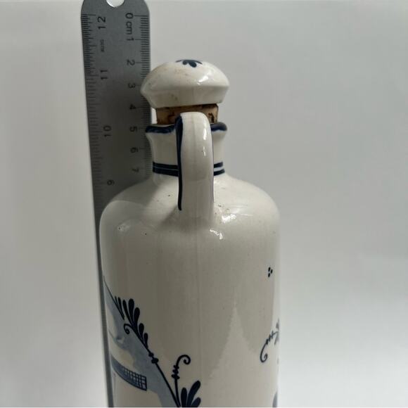 Vintage BOLS Delft Blue Corked Lidded Decanter Hand Painted Windmill Holland - Picture 12 of 12